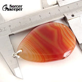 Red Agate Pendant Charm Necklace Crystal Slice Brazil Healing Reiki Stone Beads
