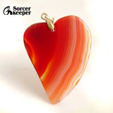 Red Agate Pendant Crystal Slice Healing Reiki Stone Beads