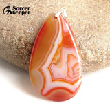 Red Agate Pendant Necklace Crystal Slice Healing Reiki Stone Beads
