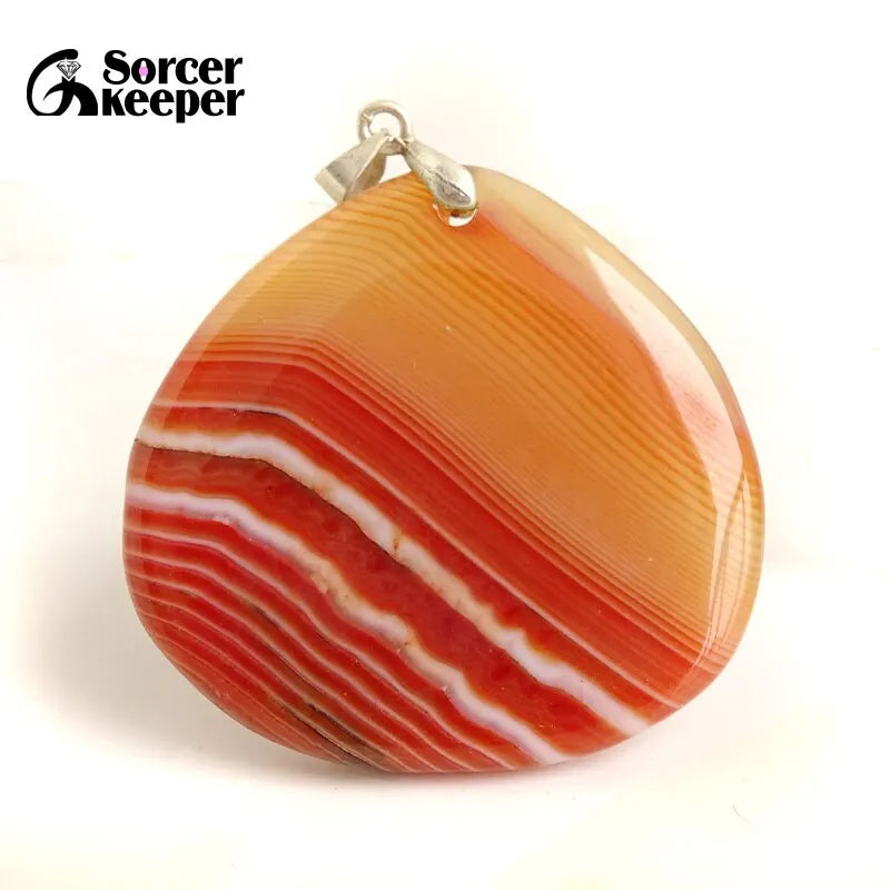 Red Agate Pendant Charm Crystal Slice Necklace Brazil Healing Stone Beads