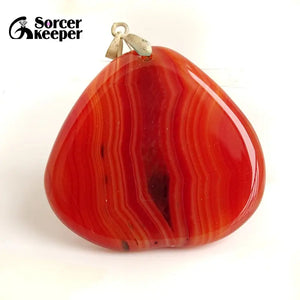 Red Agate Pendants Crystal Slice Healing Stone Necklace