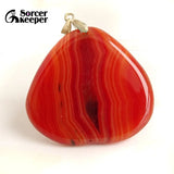 Red Agate Pendants Crystal Slice Healing Stone Necklace
