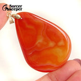 Red Agate Pendant Natural Crystal Slice Brazil Healing Reiki Stone Beads