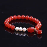 Red Agate Stone Pearl Bracelets for Healing Men Women Unisex