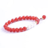 Red Agate Stone Pearl Bracelets for Healing Men Women Unisex