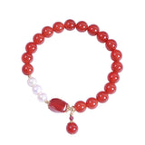 Red Agate Stone Pearl Bracelets for Healing Men Women Unisex