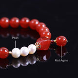 Red Agate Stone Pearl Bracelets for Healing Men Women Unisex