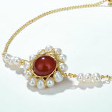 Red Agate Stone Bracelet Pearl Bracelet Women Jewelry