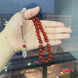 Natural Red Agates Chalcedony Tasbih Islam Misbaha Muslim Prayer Beads Bracelet