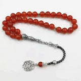 Natural Red Agates Chalcedony Tasbih Islam Misbaha Muslim Prayer Beads Bracelet