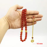 Natural Red Agates Women's Tasbih Muslim Rosary Islam Misbaha Onyx Prayer Beads