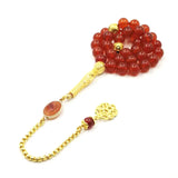 Natural Red Agates Women's Tasbih Muslim Rosary Islam Misbaha Onyx Prayer Beads