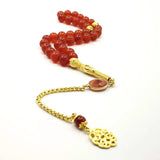 Natural Red Agates Women's Tasbih Muslim Rosary Islam Misbaha Onyx Prayer Beads