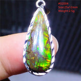 Natural Red Ammonite Ammolite Pendant 925 Sterling Silver Necklace