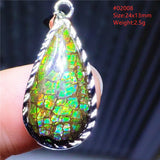 Natural Red Ammonite Ammolite Pendant 925 Sterling Silver Necklace