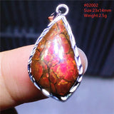Natural Red Ammonite Ammolite Pendant 925 Sterling Silver Necklace