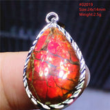 Natural Red Ammonite Ammolite Pendant 925 Sterling Silver Necklace
