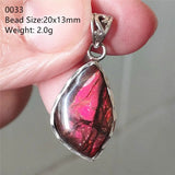 Natural Red Ammonite Ammolite Pendant 925 Sterling Silver Necklace