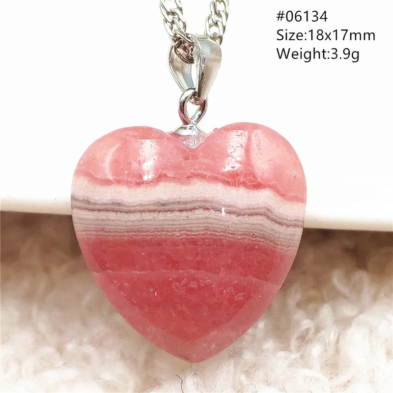 Red Argentina Rhodochrosite Pendant Necklace Heart Pendant