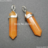 Red Aventurine Hexagonal Crystal Pointed Pendant Necklaces Earrings