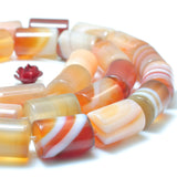 Red Banded Agate Smooth Tube Loose Beads Gemstone 15"