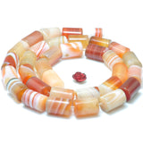 Red Banded Agate Smooth Tube Loose Beads Gemstone 15"
