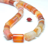 Red Banded Agate Smooth Tube Loose Beads Gemstone 15"