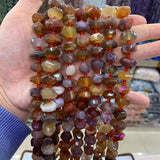 Red Banded Agate Stone Beads 15'' DIY Loose Beads for Jewelry Making