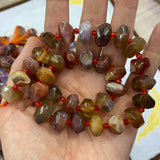 Red Banded Agate Stone Beads 15'' DIY Loose Beads for Jewelry Making