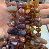 Red Banded Agate Stone Beads 15'' DIY Loose Beads for Jewelry Making