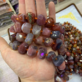 Red Banded Agate Stone Beads 15'' DIY Loose Beads for Jewelry Making