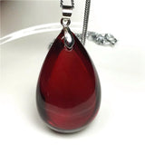 Red Blood Amber Pendant Necklace Jewelry Silver Chain Crystal Beads Gemstone