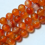 Red Carnelian Agate Round Stone Beads for Jewelry Making - 4mm-10mm