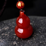 Red Chalcedony Gourd Jade Pendant Necklace Chinese Carved Charm Agate Jewellery
