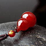 Red Chalcedony Gourd Jade Pendant Necklace Chinese Carved Charm Agate Jewellery