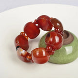 Red Chalcedony Hand-carved Jade Bracelet Men Women Red Agate