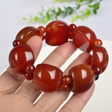 Red Chalcedony Hand-carved Jade Bracelet Men Women Red Agate