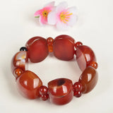 Red Chalcedony Hand-carved Jade Bracelet Men Women Red Agate