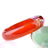 Natural Red Chalcedony Peacock Painted Carved Bracelet Jewelry
