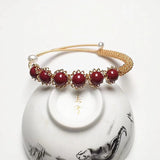 Red Cinnabar 14K Filled Wire Twining Bracelet for Women