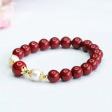 Red Cinnabar 8mm Bead Bracelet Fine Jewelry Couple Charm for Women