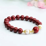 Red Cinnabar 8mm Bead Bracelet Fine Jewelry Couple Charm for Women