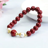 Red Cinnabar 8mm Bead Bracelet Fine Jewelry Couple Charm for Women