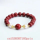 Red Cinnabar 8mm Bead Bracelet Fine Jewelry Couple Charm for Women