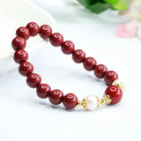 Red Cinnabar 8mm Bead Bracelet Fine Jewelry Couple Charm for Women