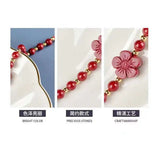 Natural Red Cinnabar Bracelet Round Bangle Adjustable Rope Jewelry