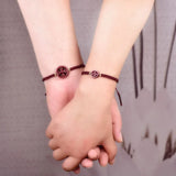 Red Cinnabar Bracelet Round Coin Bangle Adjustable Rope Jewelry