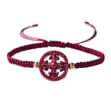Red Cinnabar Bracelet Round Coin Bangle Adjustable Rope Jewelry