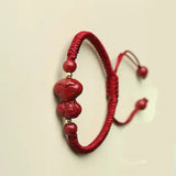 Natural Red Cinnabar Chinese Zodiac Bracelet Adjustable Bangle