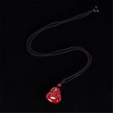 Natural Red Cinnabar Laughing Buddha Pendant Necklace